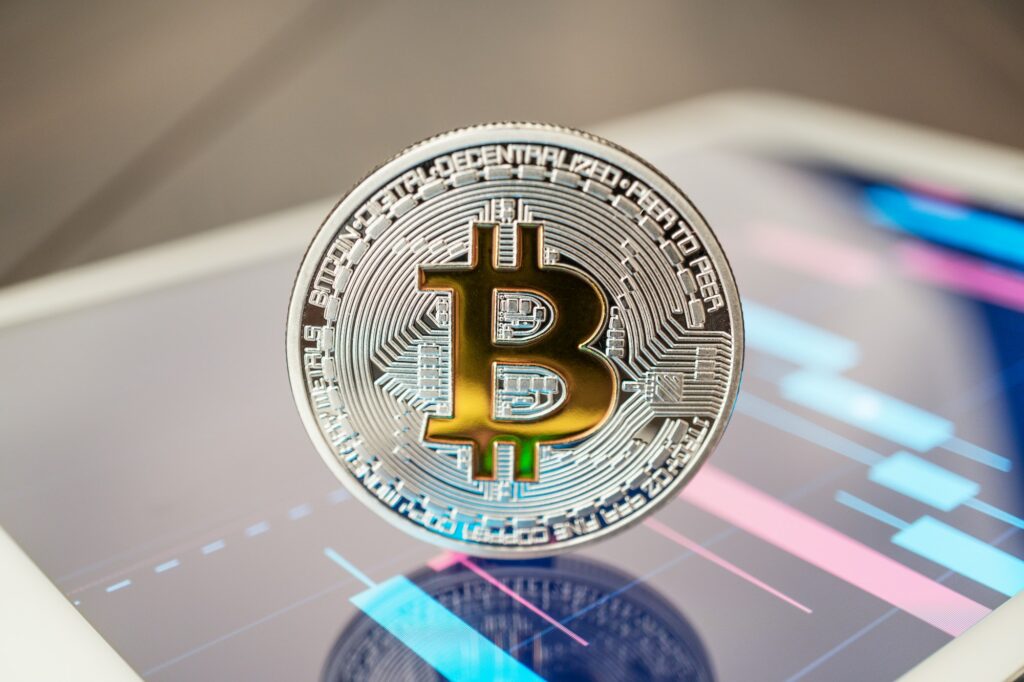bitcoin cryptocurrency on the tablet