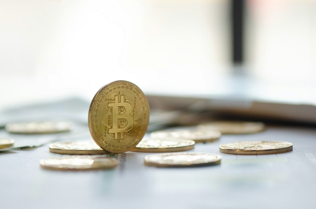 vertically placed bitcoins