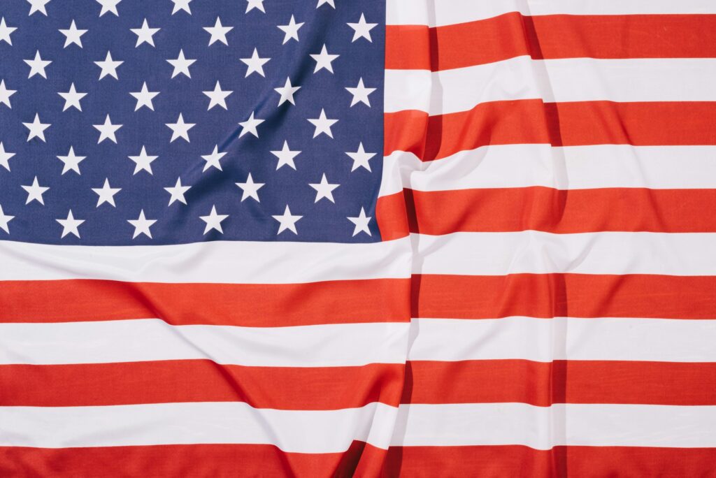 top view of folded american flag background