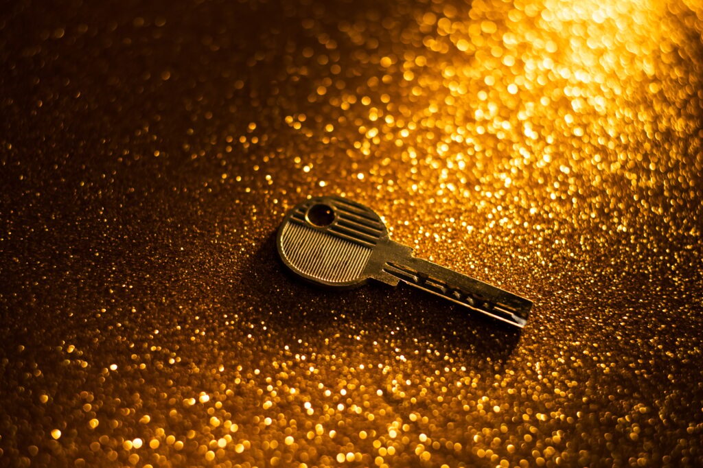 Key on gold background