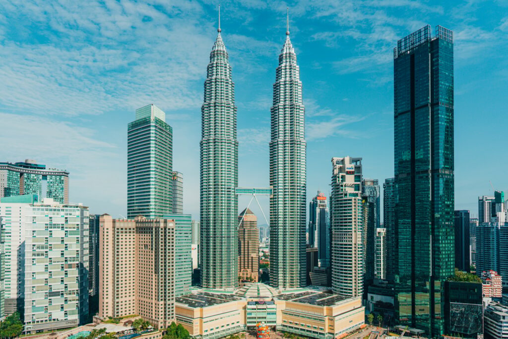 Iconic Petronas Towers in Kuala Lumpur, Malaysia.